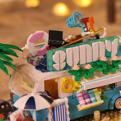 ZHEGAO MOC Building Block Set: 00415 City Summer Beach Ice Cream Truck MINI