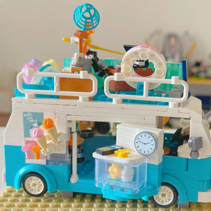 ZHEGAO MOC Building Block Set: 00415 City Summer Beach Ice Cream Truck MINI