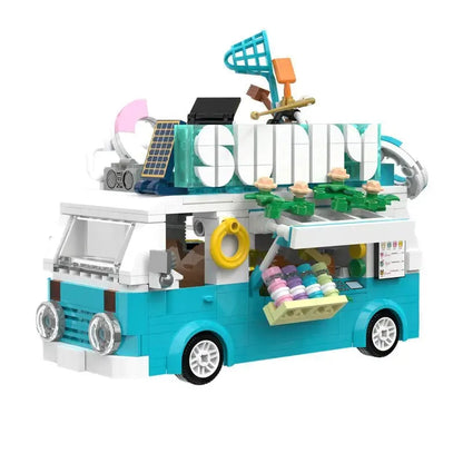 ZHEGAO MOC Building Block Set: 00415 City Summer Beach Ice Cream Truck MINI