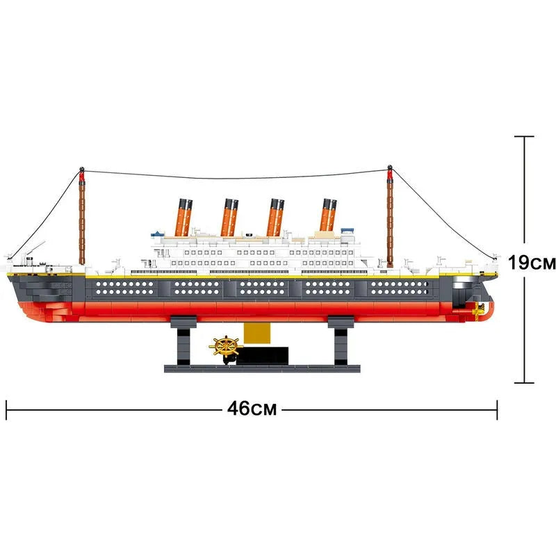 ZHEGAO MOC Building Block Set: 01010 Titanic Steam RMS Ship MINI, Model QL-01010