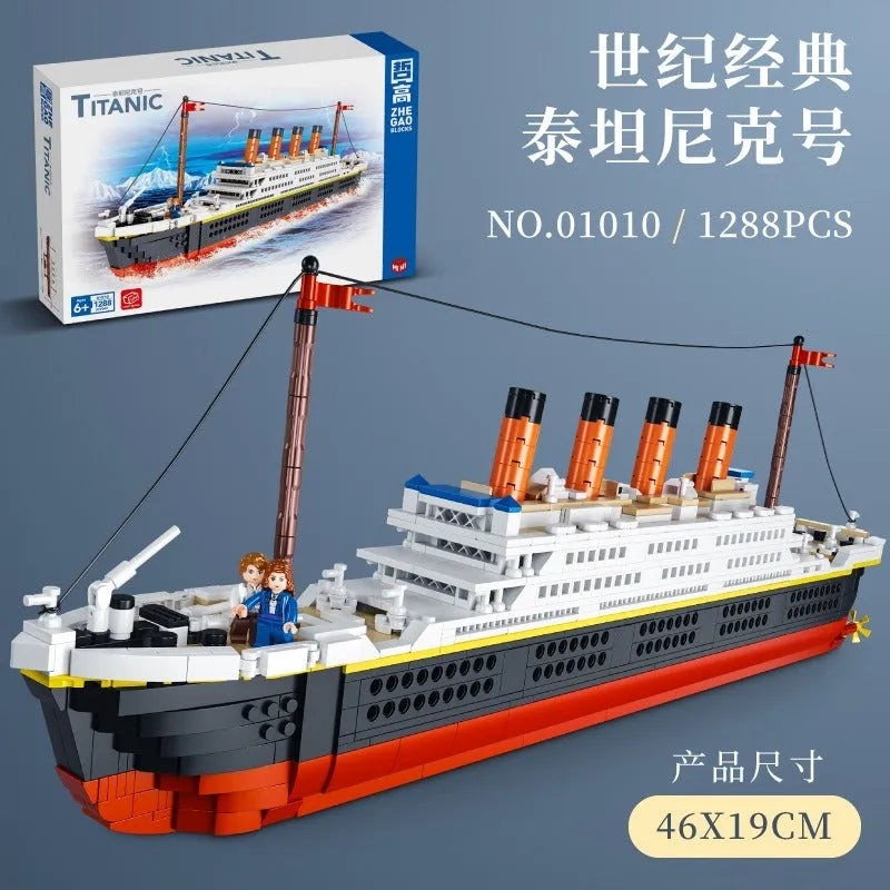 ZHEGAO MOC Building Block Set: 01010 Titanic Steam RMS Ship MINI, Model QL-01010