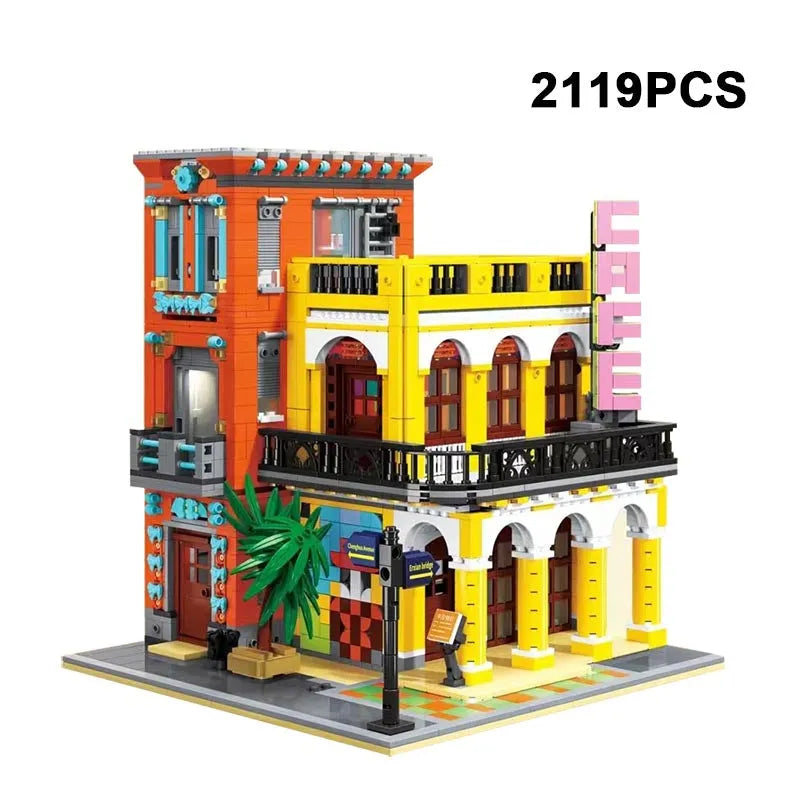 ZHEGAO MOC Building Block Set: 6020 Street City Cafe Havana Modular MINI, Model DZ6020