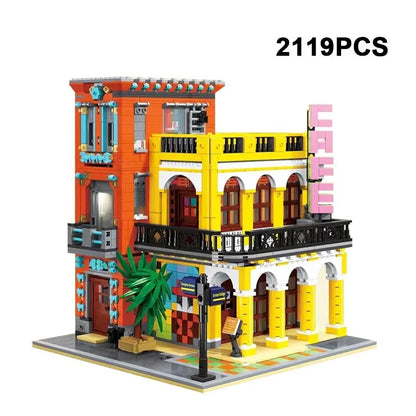 ZHEGAO MOC Building Block Set: 6020 Street City Cafe Havana Modular MINI, Model DZ6020