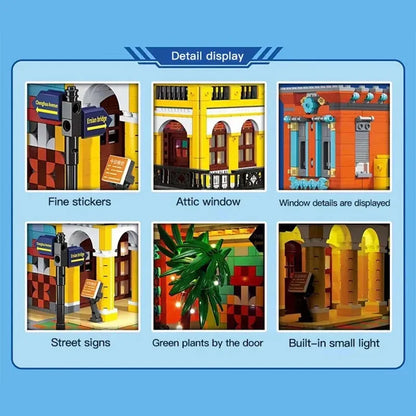 ZHEGAO MOC Building Block Set: 6020 Street City Cafe Havana Modular MINI, Model DZ6020