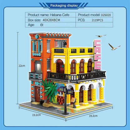 ZHEGAO MOC Building Block Set: 6020 Street City Cafe Havana Modular MINI, Model DZ6020