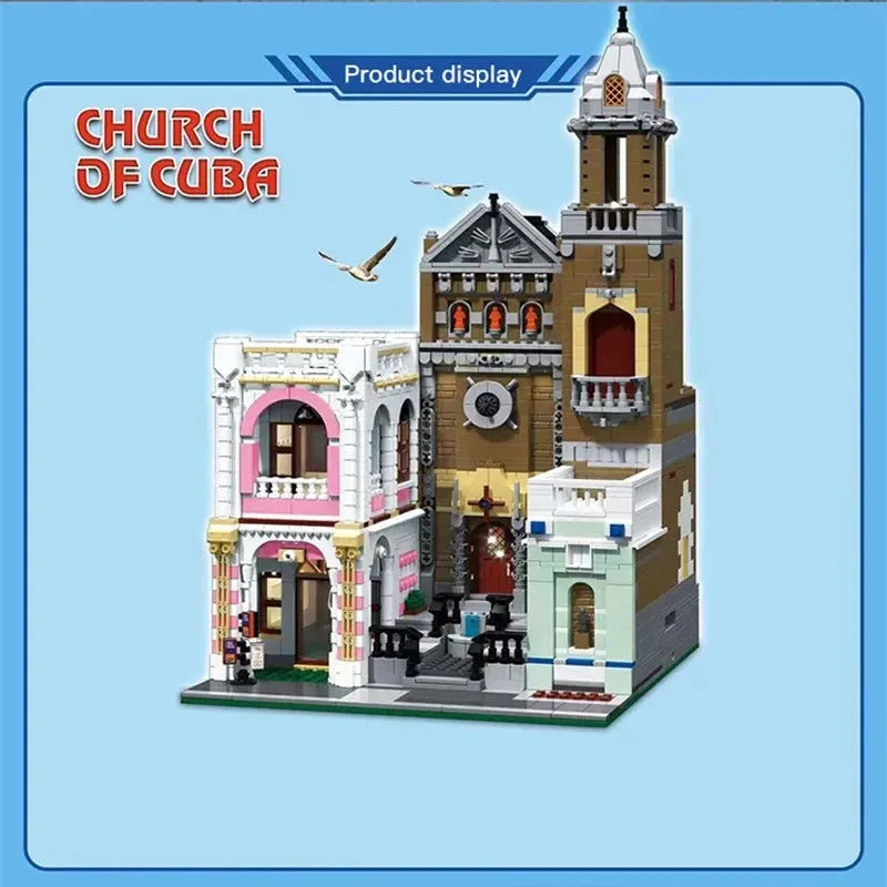 ZHEGAO MOC Building Block Set: 6021 Street City Church Of Cuba Modular MINI, Model DZ6021