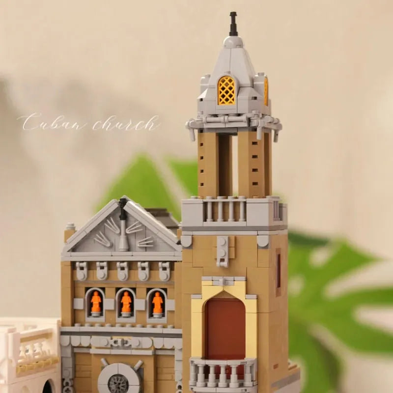 ZHEGAO MOC Building Block Set: 6021 Street City Church Of Cuba Modular MINI, Model DZ6021