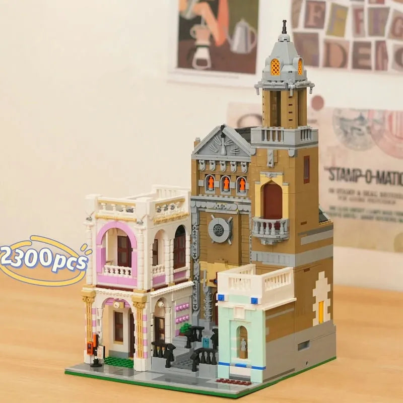 ZHEGAO MOC Building Block Set: 6021 Street City Church Of Cuba Modular MINI, Model DZ6021