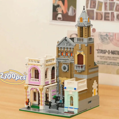 ZHEGAO MOC Building Block Set: 6021 Street City Church Of Cuba Modular MINI, Model DZ6021