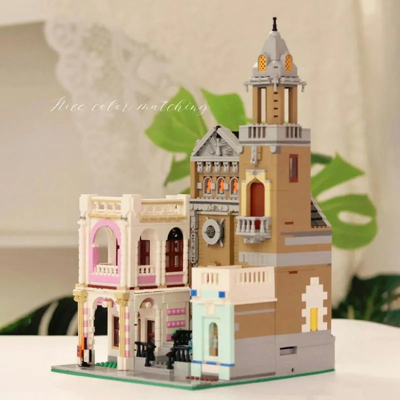 ZHEGAO MOC Building Block Set: 6021 Street City Church Of Cuba Modular MINI, Model DZ6021