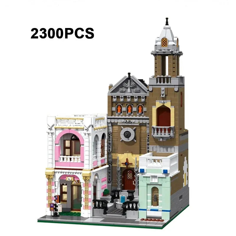 ZHEGAO MOC Building Block Set: 6021 Street City Church Of Cuba Modular MINI, Model DZ6021