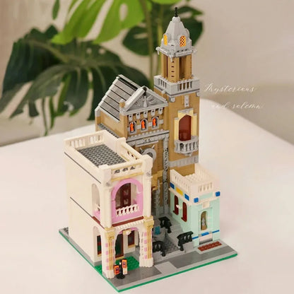 ZHEGAO MOC Building Block Set: 6021 Street City Church Of Cuba Modular MINI, Model DZ6021