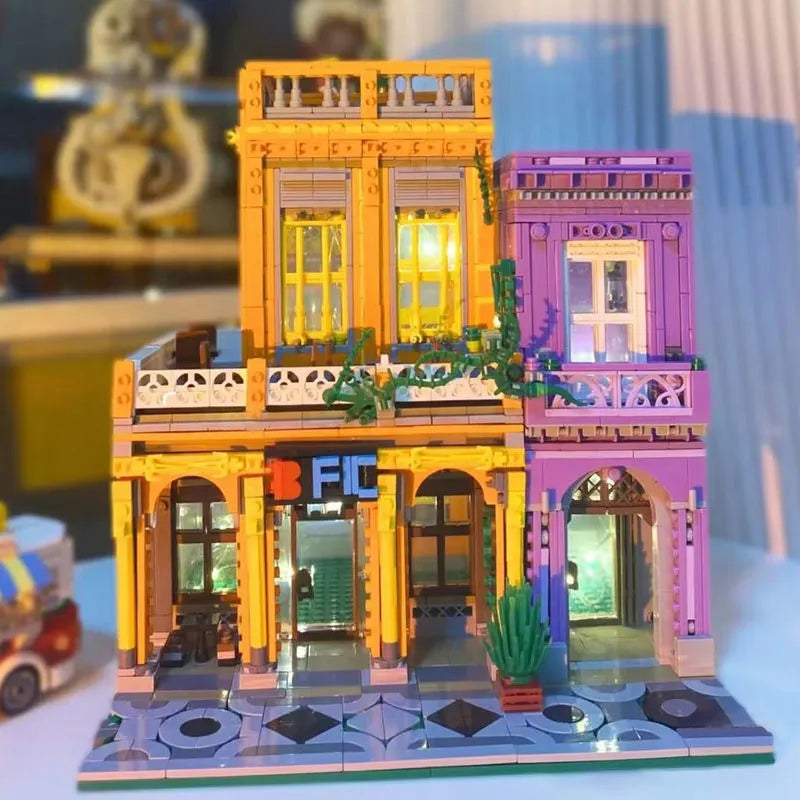 ZHEGAO MOC Building Block Set: 6022 City Street Cuban Restaurant Modular MINI, Model DZ6022
