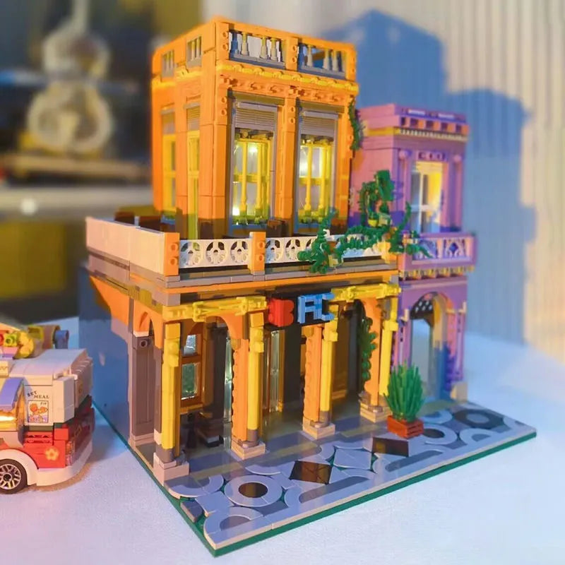 ZHEGAO MOC Building Block Set: 6022 City Street Cuban Restaurant Modular MINI, Model DZ6022