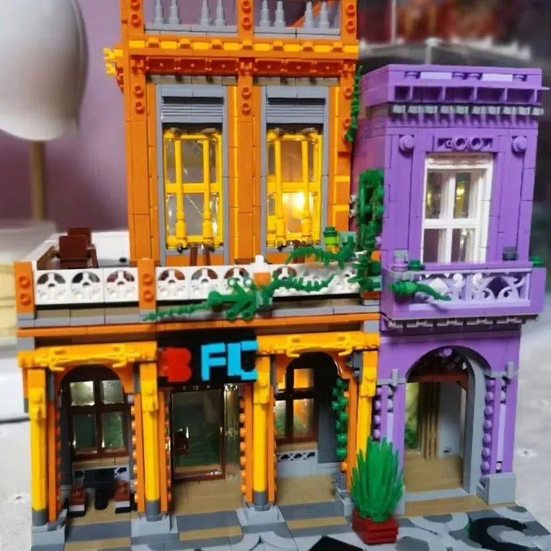 ZHEGAO MOC Building Block Set: 6022 City Street Cuban Restaurant Modular MINI, Model DZ6022