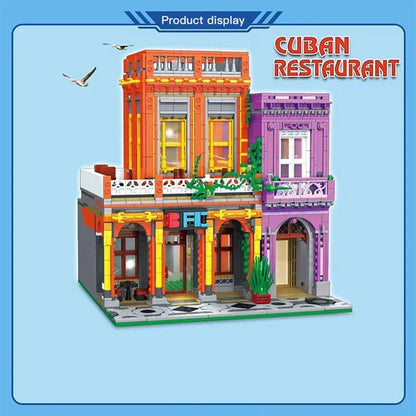 ZHEGAO MOC Building Block Set: 6022 City Street Cuban Restaurant Modular MINI, Model DZ6022
