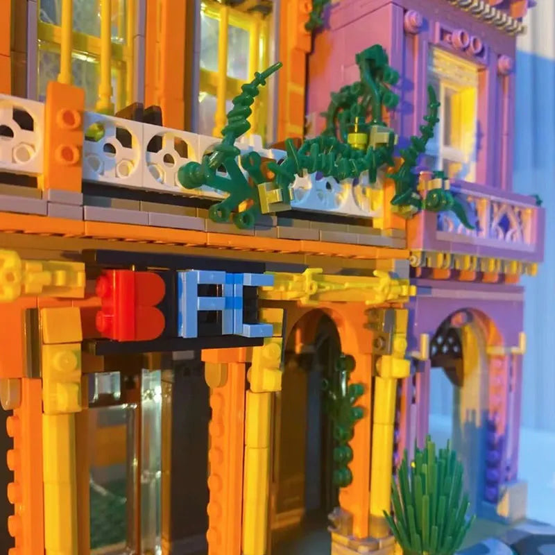 ZHEGAO MOC Building Block Set: 6022 City Street Cuban Restaurant Modular MINI, Model DZ6022