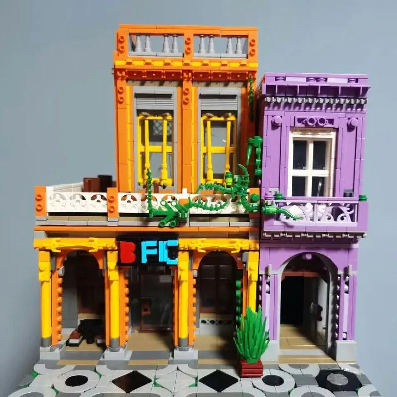 ZHEGAO MOC Building Block Set: 6022 City Street Cuban Restaurant Modular MINI, Model DZ6022