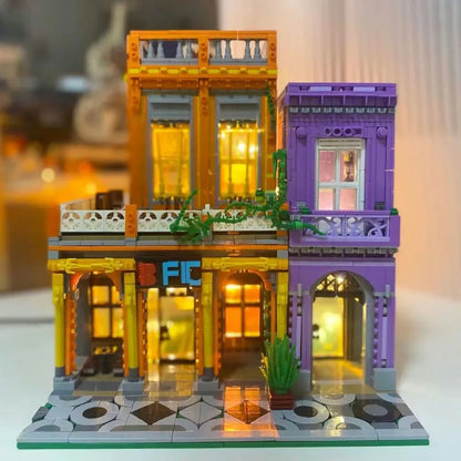 ZHEGAO MOC Building Block Set: 6022 City Street Cuban Restaurant Modular MINI, Model DZ6022