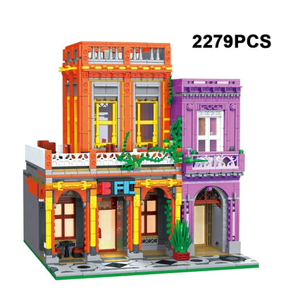 ZHEGAO MOC Building Block Set: 6022 City Street Cuban Restaurant Modular MINI, Model DZ6022