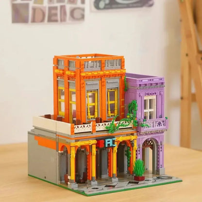 ZHEGAO MOC Building Block Set: 6022 City Street Cuban Restaurant Modular MINI, Model DZ6022