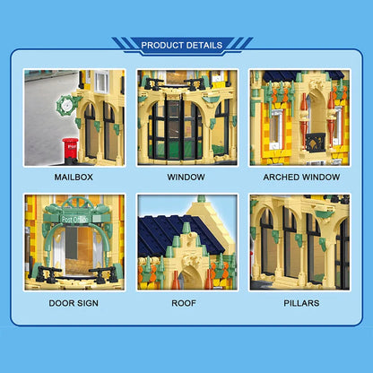ZHEGAO MOC Building Block Set: 6023 Street City Corner Post Office Modular MINI, Model DZ6023