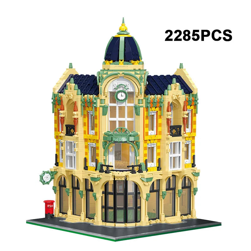 ZHEGAO MOC Building Block Set: 6023 Street City Corner Post Office Modular MINI, Model DZ6023