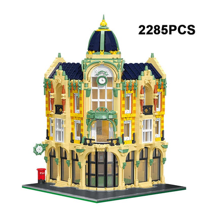 ZHEGAO MOC Building Block Set: 6023 Street City Corner Post Office Modular MINI, Model DZ6023