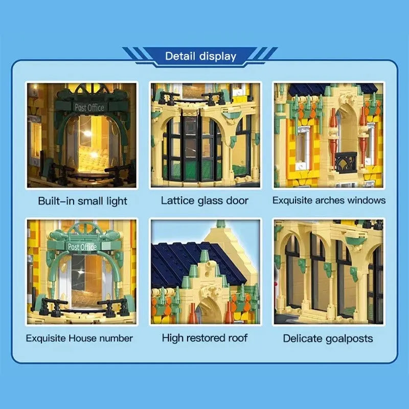 ZHEGAO MOC Building Block Set: 6023 Street City Corner Post Office Modular MINI, Model DZ6023