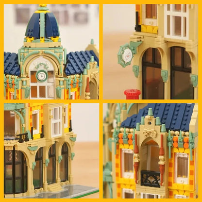 ZHEGAO MOC Building Block Set: 6023 Street City Corner Post Office Modular MINI, Model DZ6023