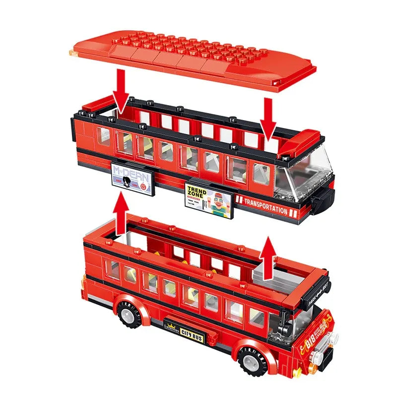 ZHEGAO MOC Building Block Set: BRT Double Deck City Tour Bus, Model QL0950