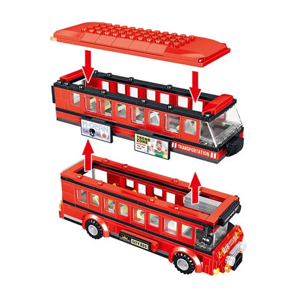 ZHEGAO MOC Building Block Set: BRT Double Deck City Tour Bus, Model QL0950