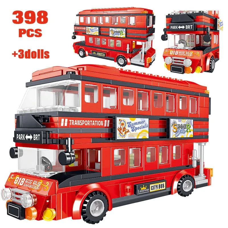 ZHEGAO MOC Building Block Set: BRT Double Deck City Tour Bus, Model QL0950