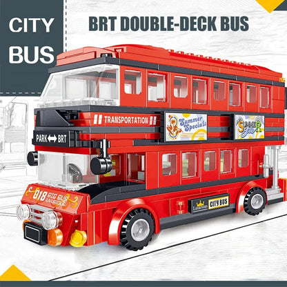 ZHEGAO MOC Building Block Set: BRT Double Deck City Tour Bus, Model QL0950