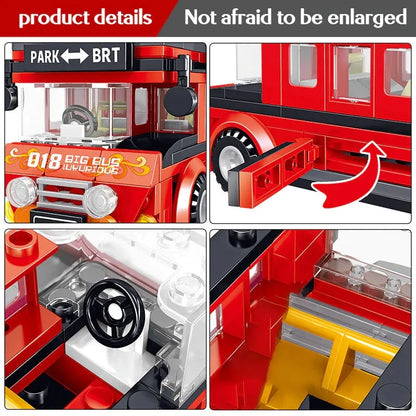 ZHEGAO MOC Building Block Set: BRT Double Deck City Tour Bus, Model QL0950