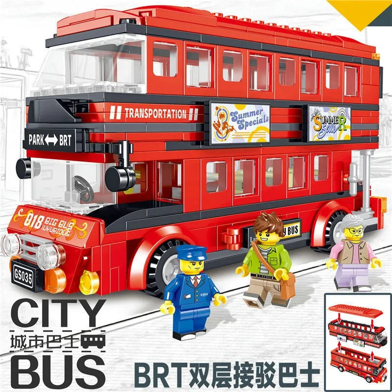 ZHEGAO MOC Building Block Set: BRT Double Deck City Tour Bus, Model QL0950