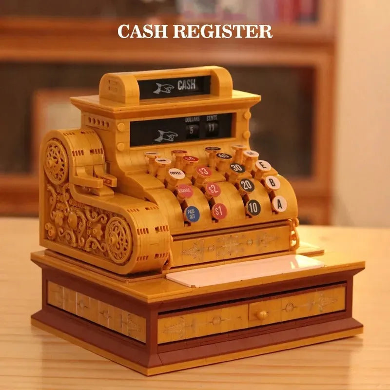 ZHEGAO MOC Building Block Set: Classic Vintage Cash Register MINI Retro, Model 00387