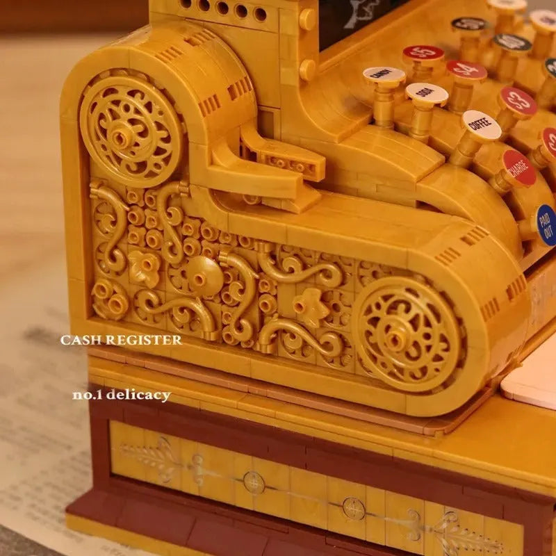 ZHEGAO MOC Building Block Set: Classic Vintage Cash Register MINI Retro, Model 00387