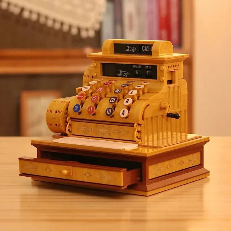 ZHEGAO MOC Building Block Set: Classic Vintage Cash Register MINI Retro, Model 00387