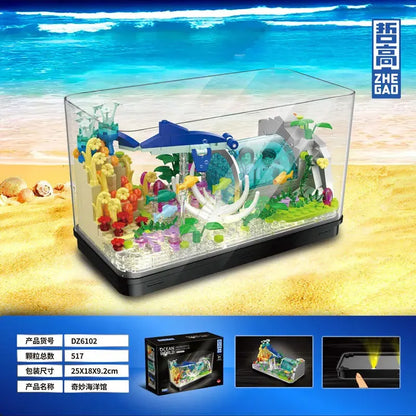 ZHEGAO MOC Building Block Set: Aquarium Fish Tank MINI DZ6102