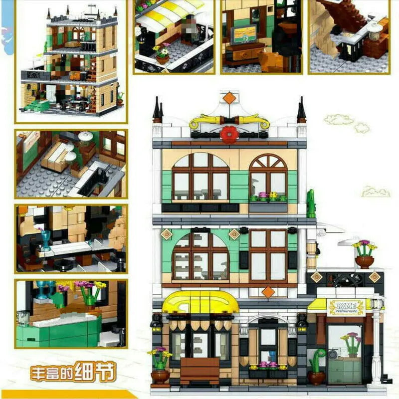 ZHEGAO MOC Building Block Set: Rome Restaurant, Model QL 0936