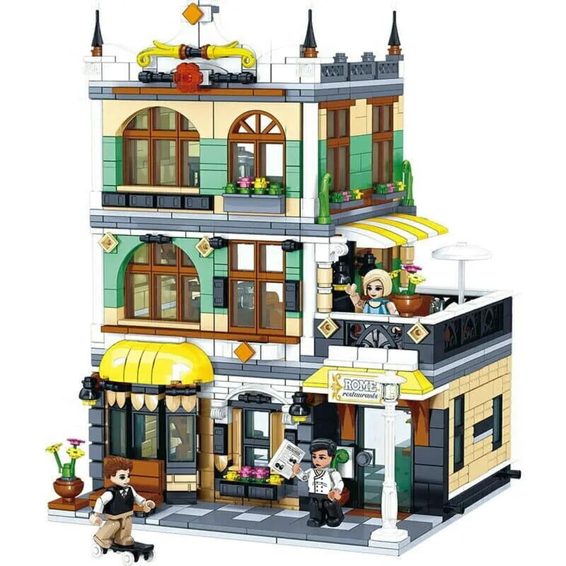 ZHEGAO MOC Building Block Set: Rome Restaurant, Model QL 0936