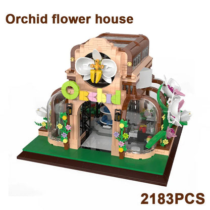 ZHEGAO MOC Building Block Set: Orchid Flower House Botanical Garden, Model 00419