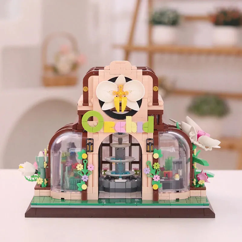 ZHEGAO MOC Building Block Set: Orchid Flower House Botanical Garden, Model 00419