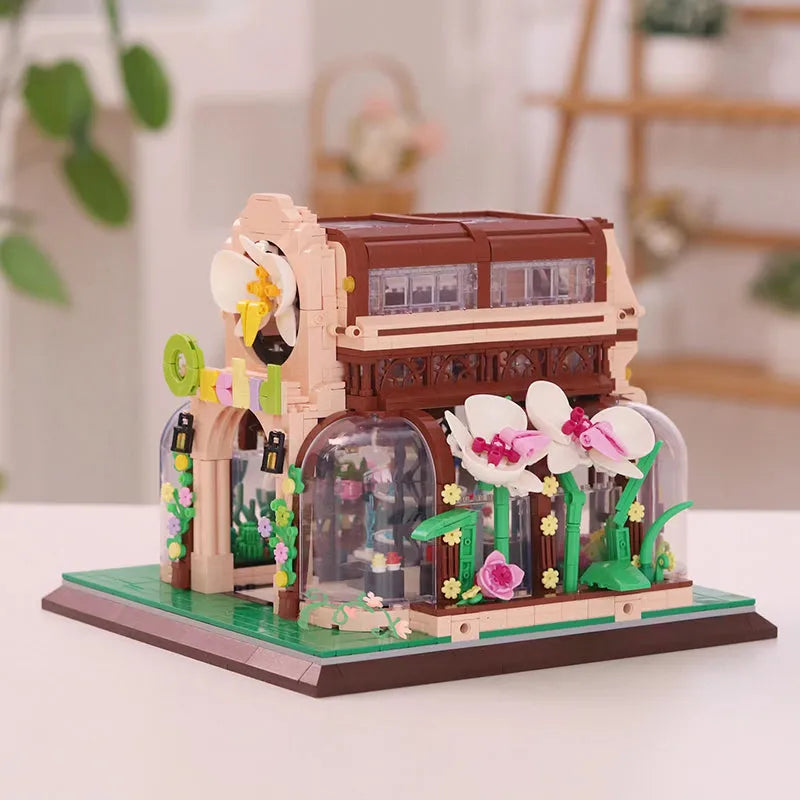 ZHEGAO MOC Building Block Set: Orchid Flower House Botanical Garden, Model 00419