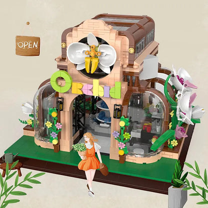 ZHEGAO MOC Building Block Set: Orchid Flower House Botanical Garden, Model 00419