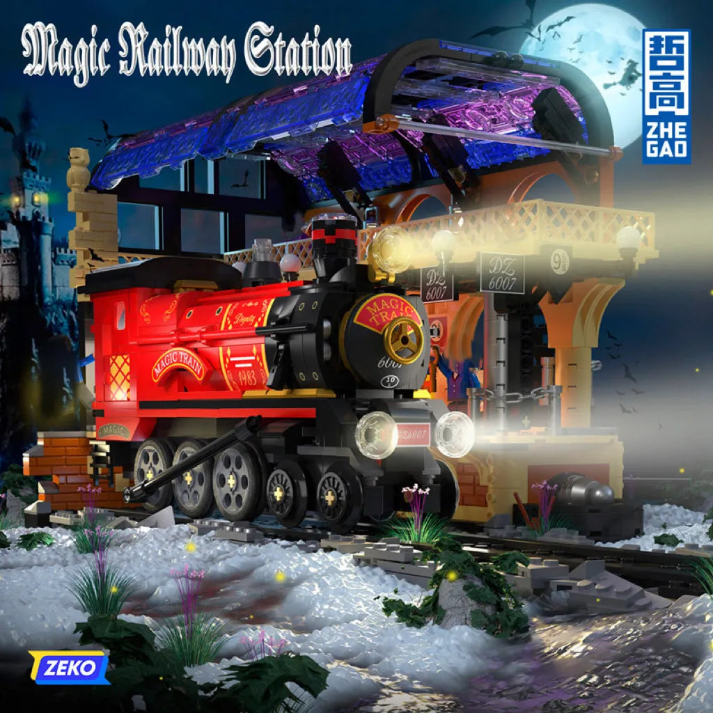 ZHEGAO MOC Building Block Set: Harry Potter Magic Railway Train Station MINI, Model DZ6007