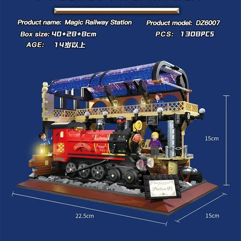 ZHEGAO MOC Building Block Set: Harry Potter Magic Railway Train Station MINI, Model DZ6007