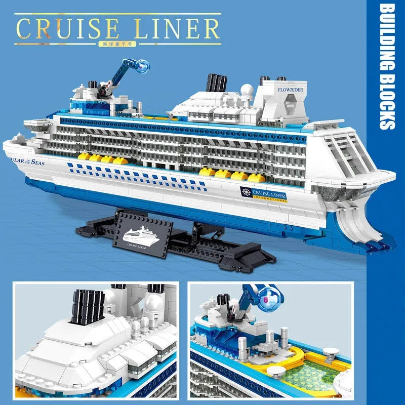 ZHEGAO MOC Building Block Set: Cruise Liner Ship Ocean Boat MINI, Model 01030