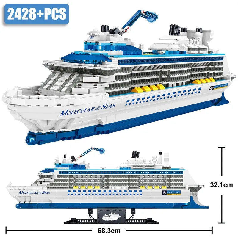 ZHEGAO MOC Building Block Set: Cruise Liner Ship Ocean Boat MINI, Model 01030